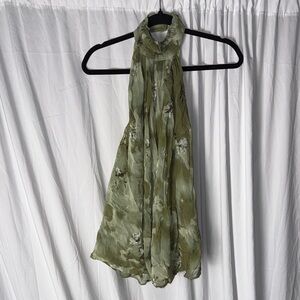 Green Floral Halter Top